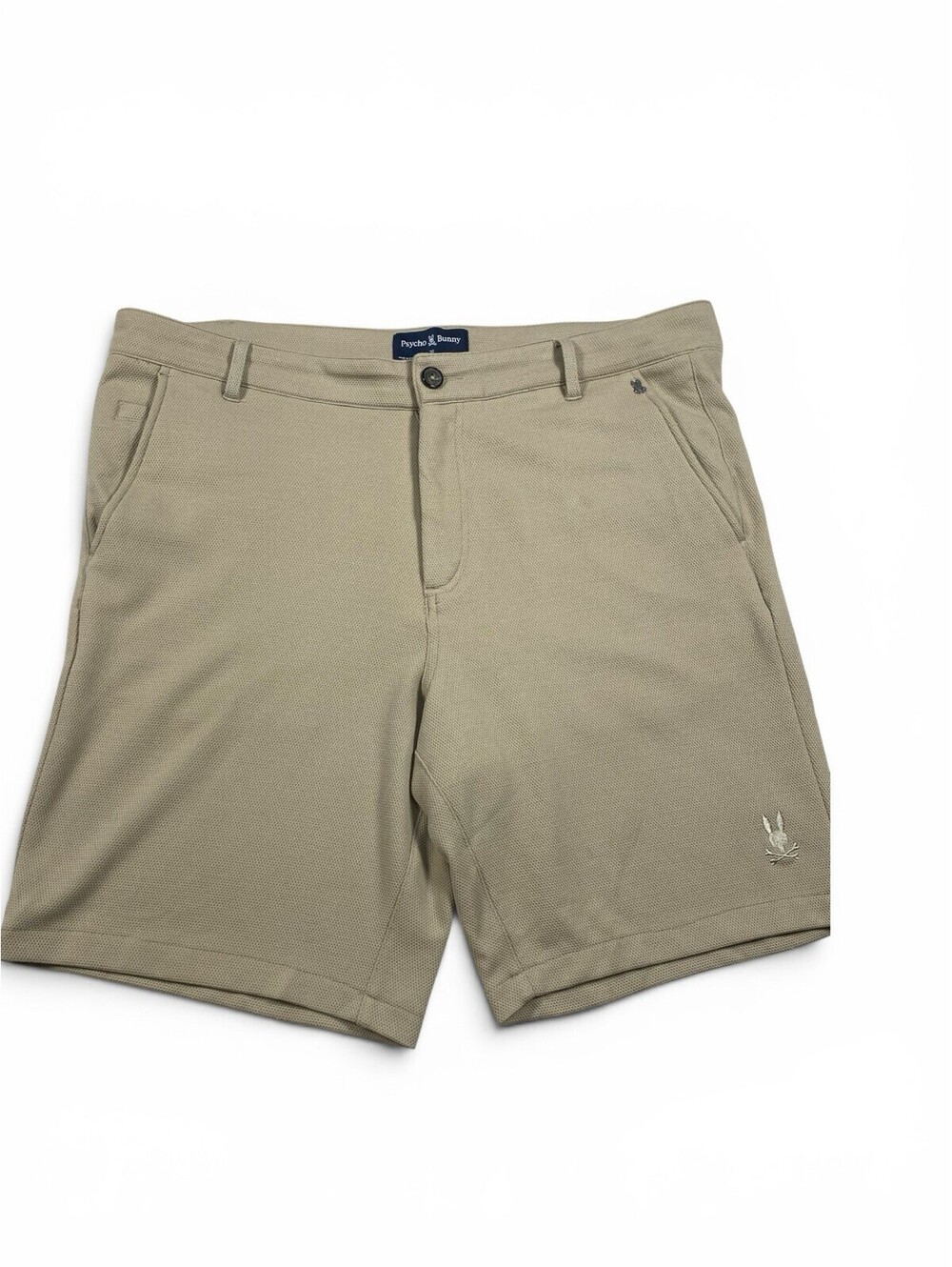 Psycho Bunny Men's Golf Shorts Size 36 Khaki Beige Stretch Flat Front